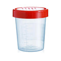 Frasco recolector de muestras estéril 100-120 ml con tapa rosca roja